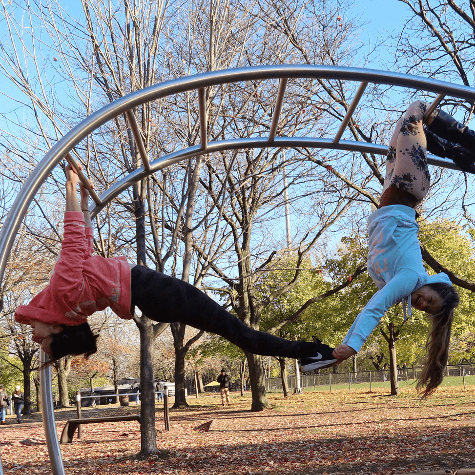 Melanie working out with a client at the park.